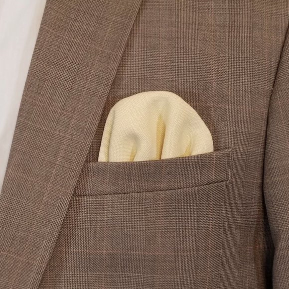 NEW - 100% Linen Men's Pre-Folded Pocket Square Insert - Light Yellow - Picture 1 of 5